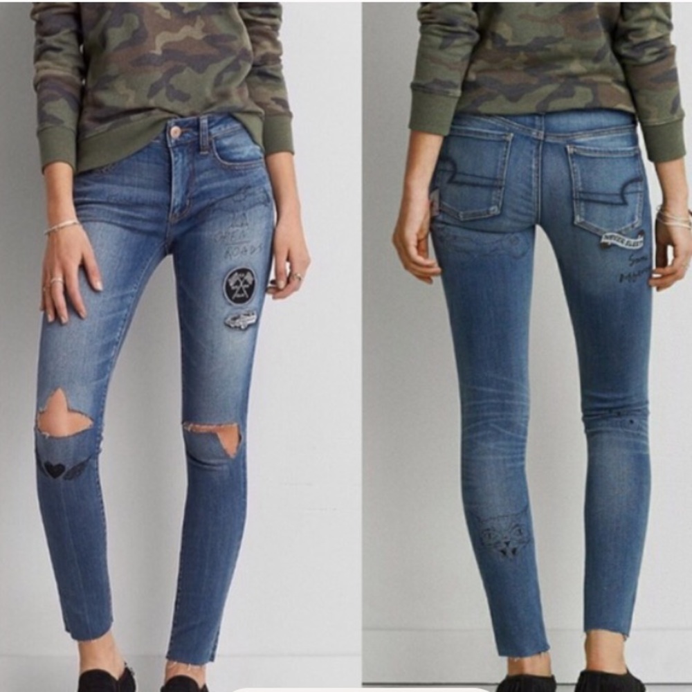 American eagle Denim distressed jeggings